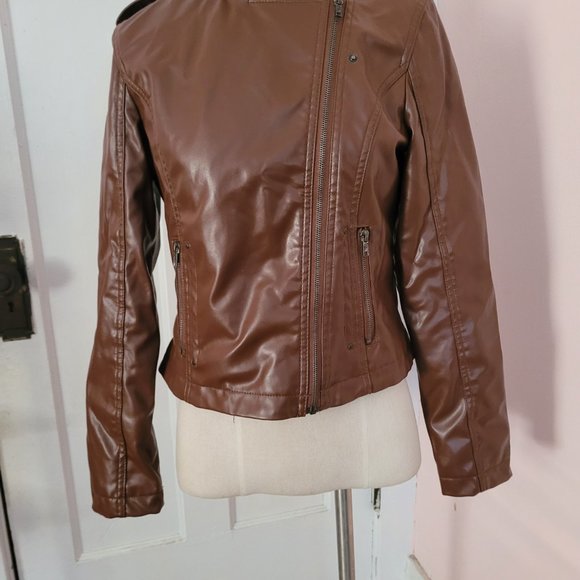 LA Redoute Collections Brown Leather Jacket Size 6 - Picture 7 of 11